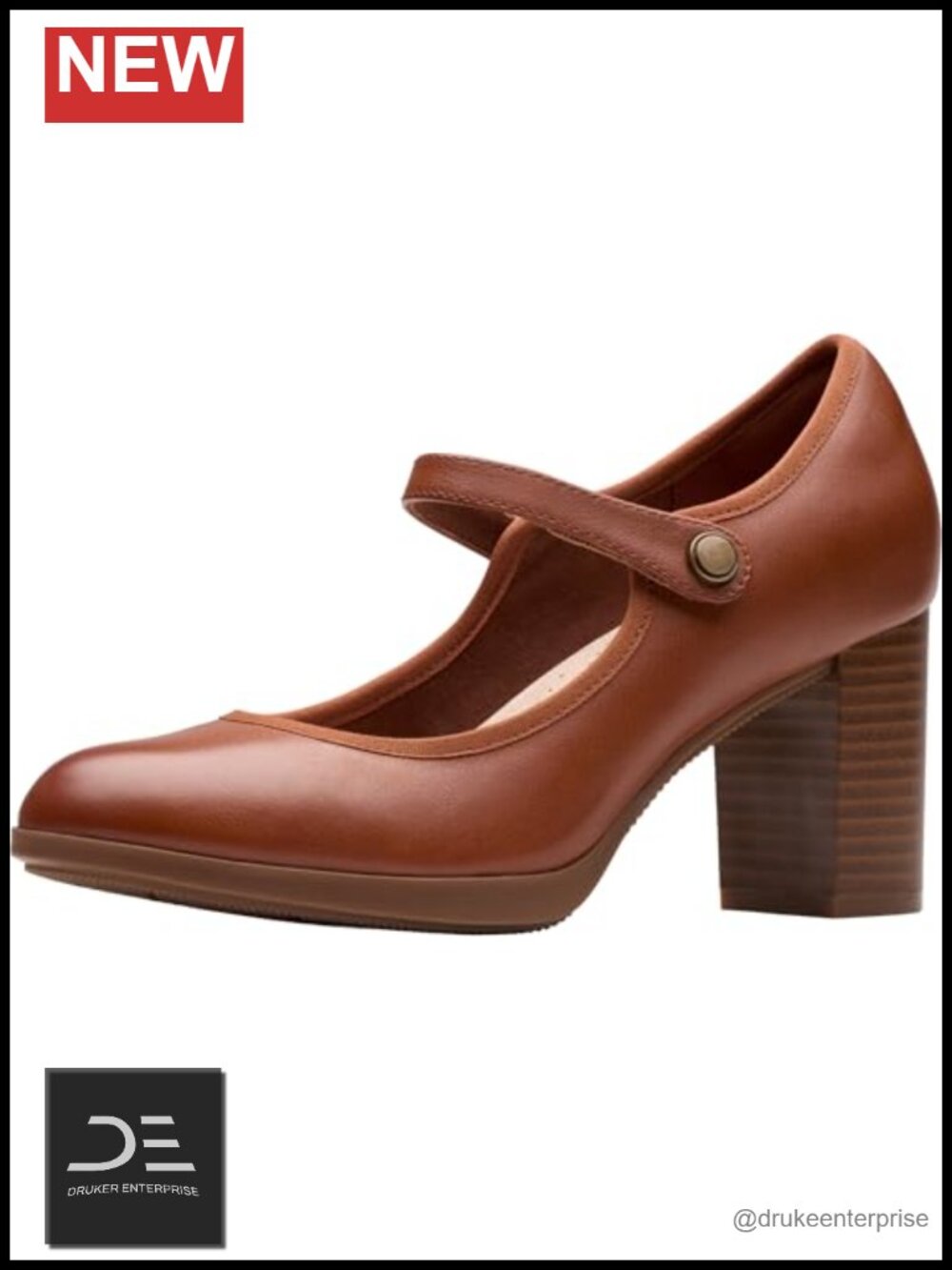 Clarks Women's Bayla Lily Mary Jane Block Heel Pump Leather